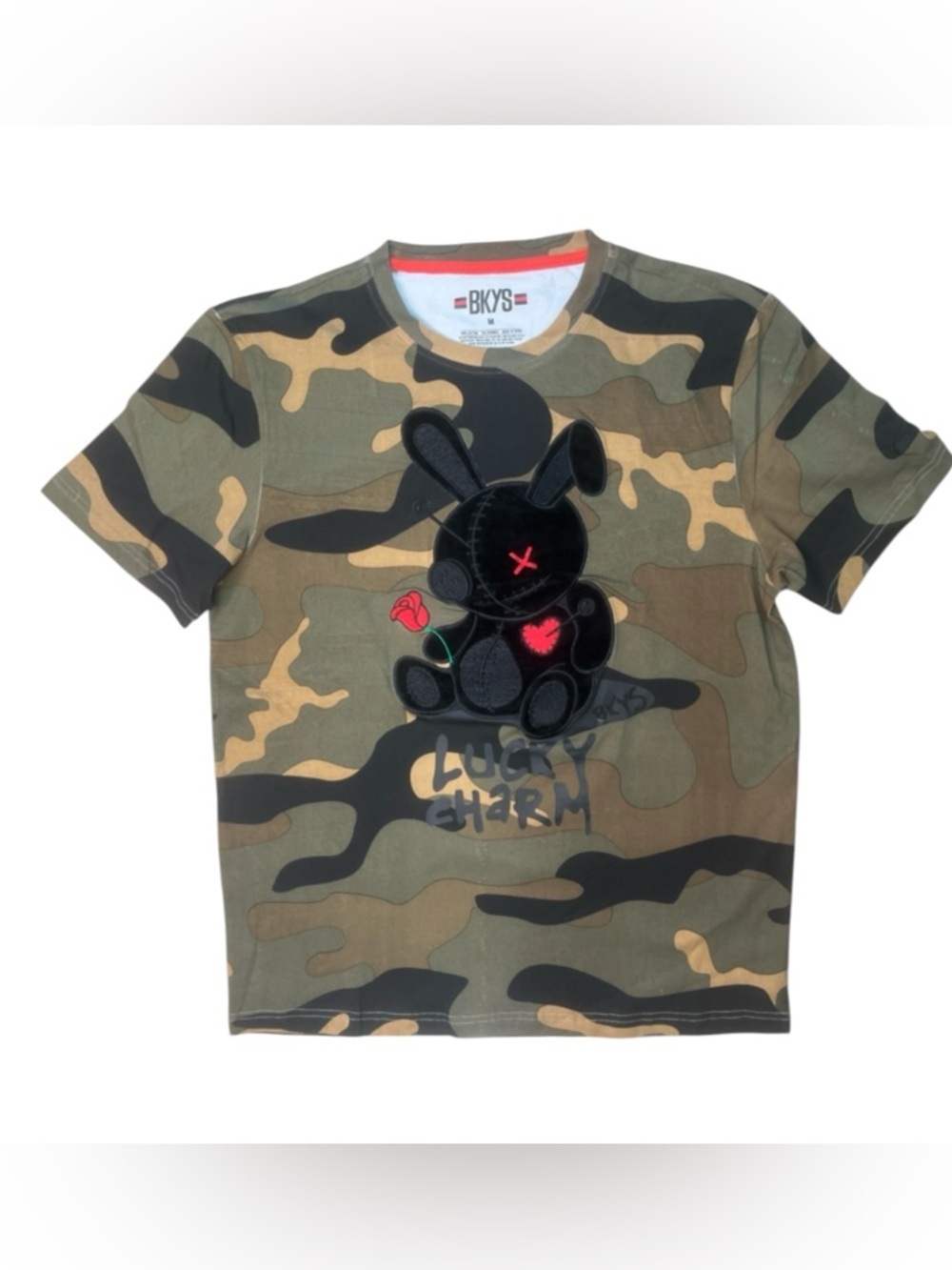 Bkys sz M Camo 'Lucky Charm' Bunny Tee - Green